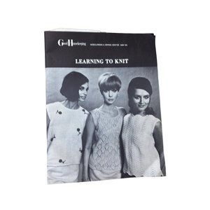 Vintage Good Housekeeping Learning to Knit booklet 1960's black white instructio